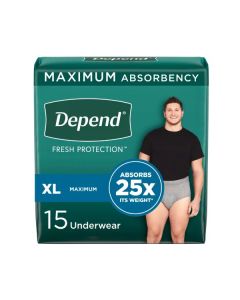 Depend Maximum Underwear for Men, bag.
